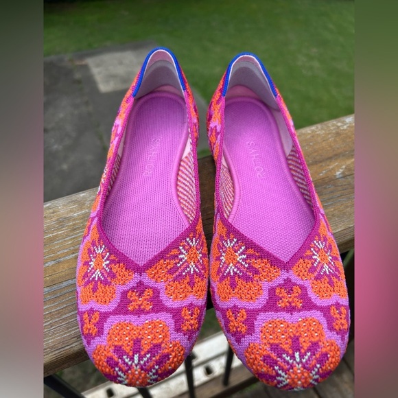 Rothy’s The Flat Lotus Burst Colorful Knit Round Toe Flats Size 9.5 - Picture 2 of 5